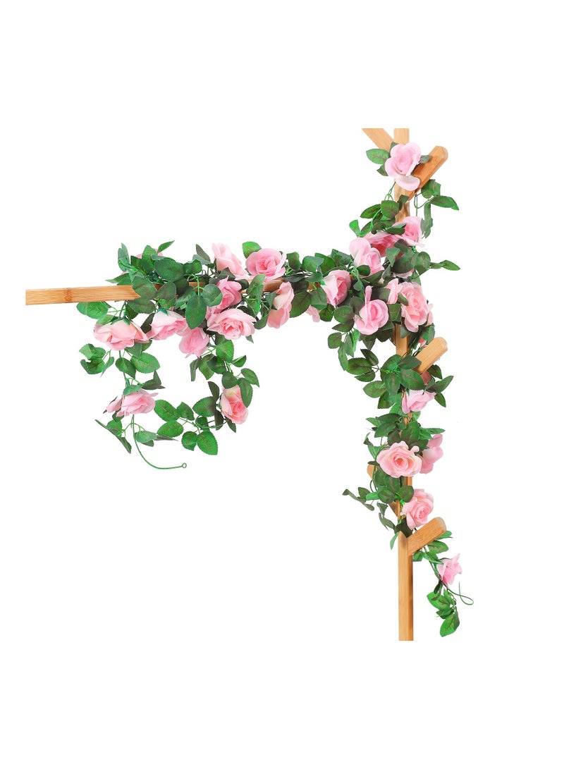 Artificial Rose Garland, 2 Pack 15 FT Pink Fake Rose Vine Hanging Flowers Plants Faux Flower for Wedding Home Garden Office Hotel Party Craft Art Decoration - Image 3